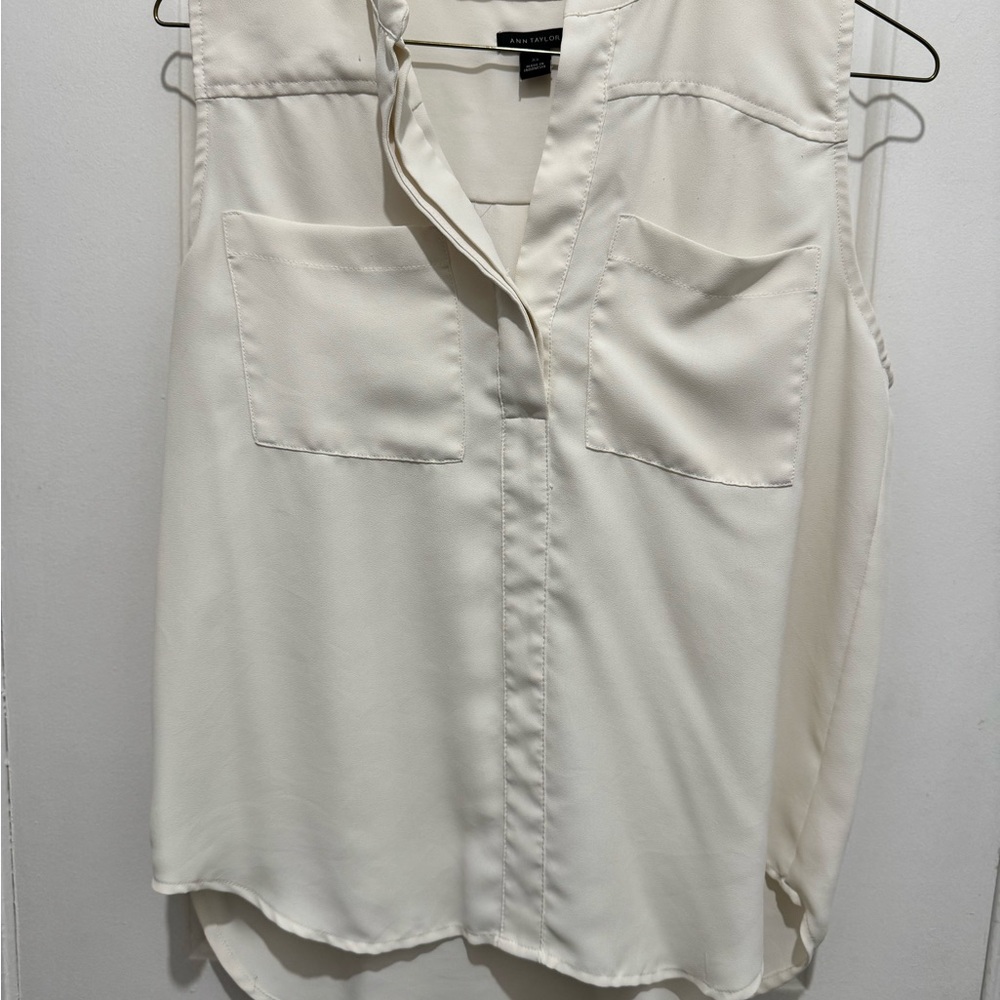 Ann Taylor Ivory Sleeveless Blouse